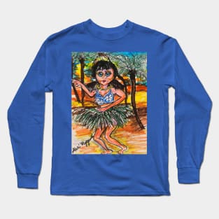 A Hawaiian Hulu Dancer Long Sleeve T-Shirt